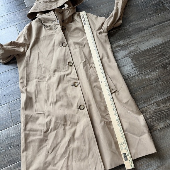 Calvin Klein Womens Khaki Trench Coat w Hood Tan Size Medium NWT classic jacket - Picture 7 of 9